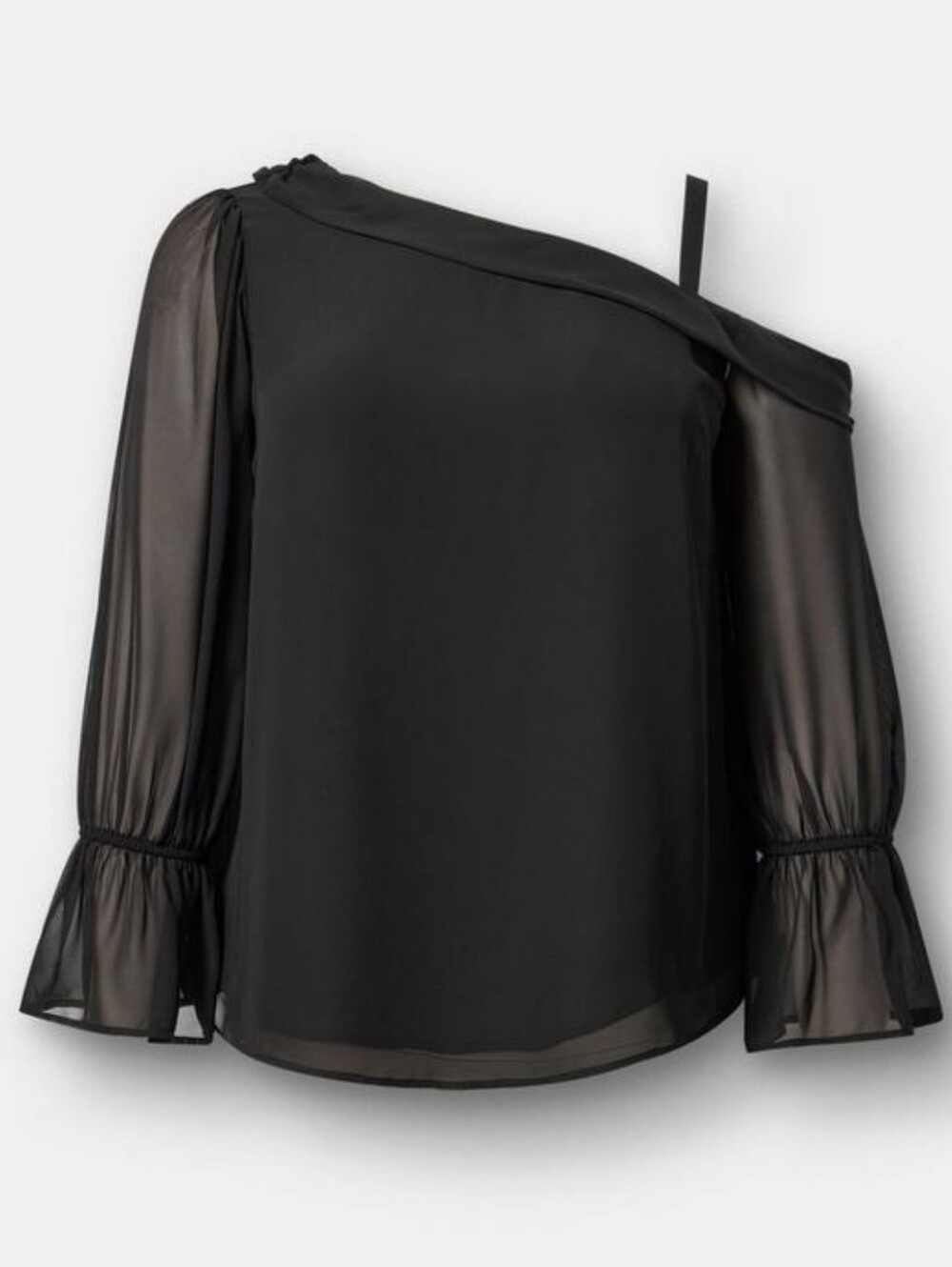 Torrid Chiffon Asymmetrical Black Blouse